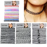 12pcs wholesale gothic fishline choker necklaces for women teens girls stretchable punk elastic hollow necklace fashion jewelry