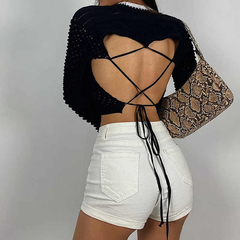 Женский трикотажный свободный свитер [DEAT] белый вязаный с круглым вырезом и