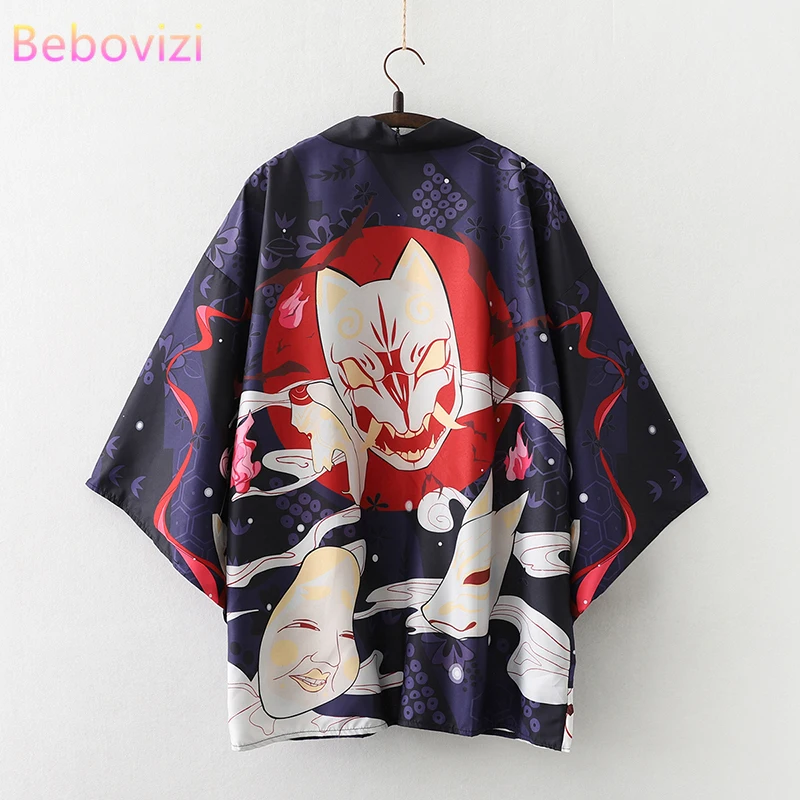 

2021 New Summer Loose Nicholas Black Japanese Streetwear Cardigan Women Men Harajuku Haori Kimono Cosplay Blouse Top Yukata