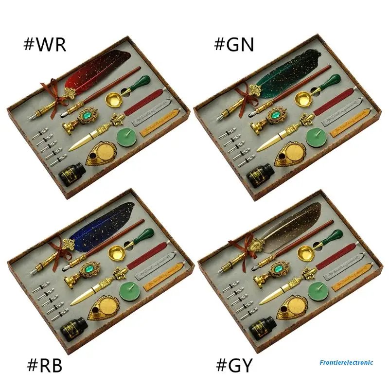 

Винтажный держатель для каллиграфии с перьями, набор для воска, деревянная ручка с 5 наконечниками