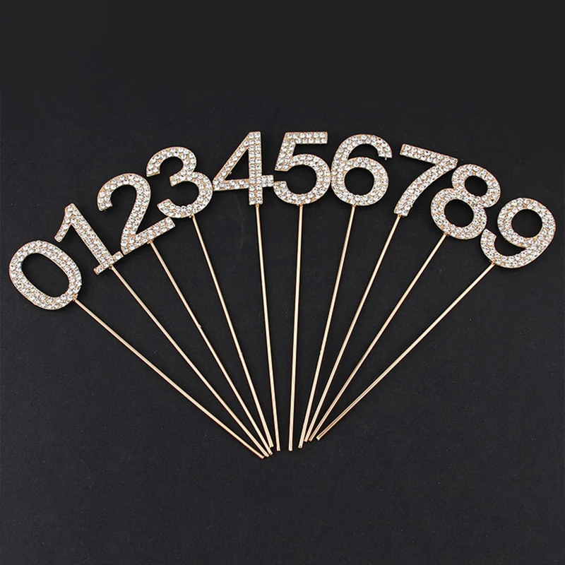 

Rhinestone Crystal Silver Number Cake Topper 0-9 Wedding Anniversary Birthday Party DIY Cake Decorations Supplies