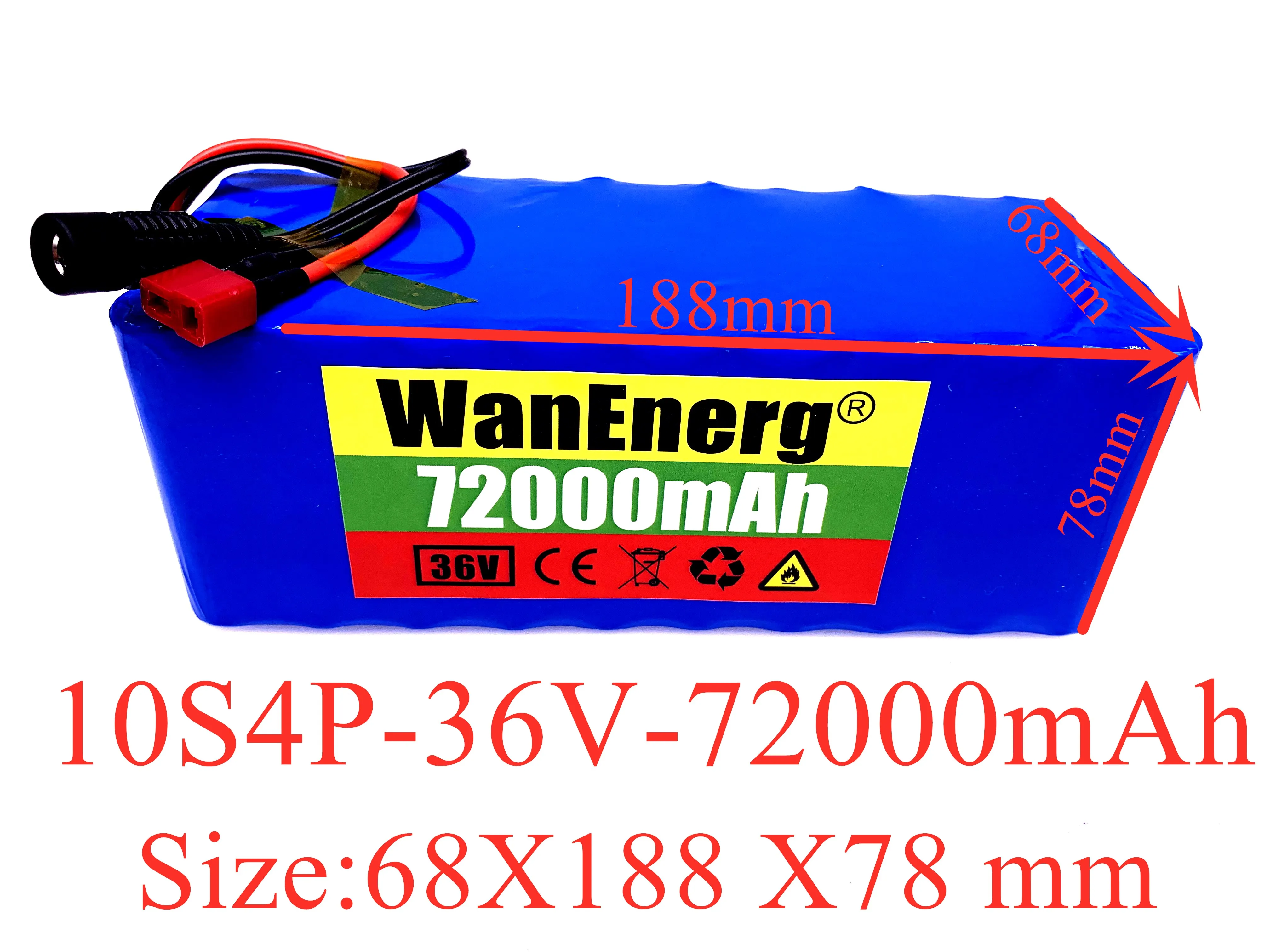 

18650 36V 10S4P 72Ah 600W High power&capacity 42V 18650 lithium battery pack ebike electric bicycle motor scooter with 20A BMS