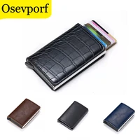 crocodile pattern leather card holder smart short wallet men rfid safe flip small purse black bank credit card case storage bags