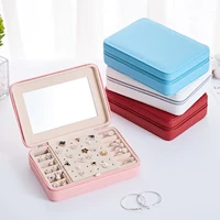New Mini Travel Jewelry Box Female Portable Earrings PU Leather Earring Ring Necklace Jewellery Case Organizer