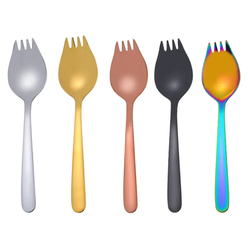 

Stainless Steel Long Handle Fruit Fork Spoon Tableware Lunch Accesorios for Kids Multi-Function Desserts Salad Ice Cream Scoop
