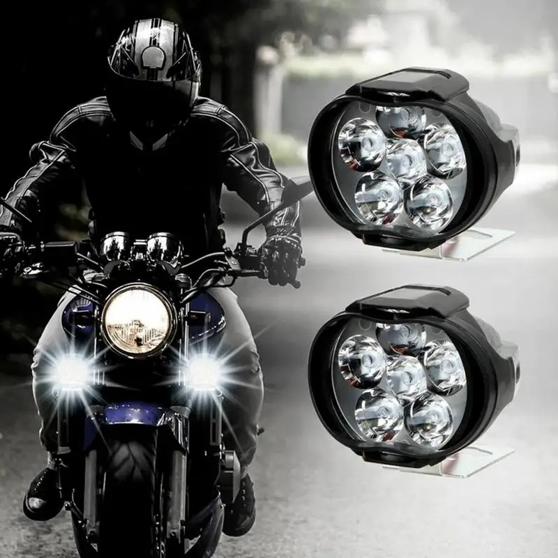 

2pcs/lot 6 LED Lamp Beads Motorcycle Headlight White High Brightness Modified Auxiliary Spot Fog Lamps