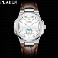 pladen top brand classic mens retro watches automatic quartz watch business clock genuine leather waterproof military wristwatch