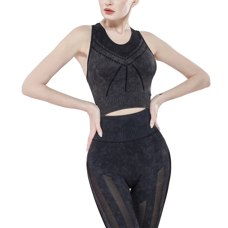 Бесшовный спортивный бюстгальтер с вырезами нижнее белье для бега тренажерного