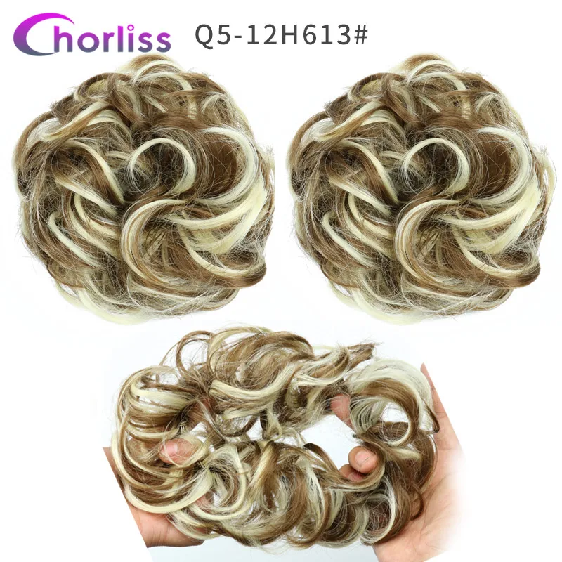 Синтетические кудрявые резинки для волос шиньон для женщин Chorliss Hair wrap Rope головной убор натуральный блонд коричневый поддельные волосы булочки аксессуары