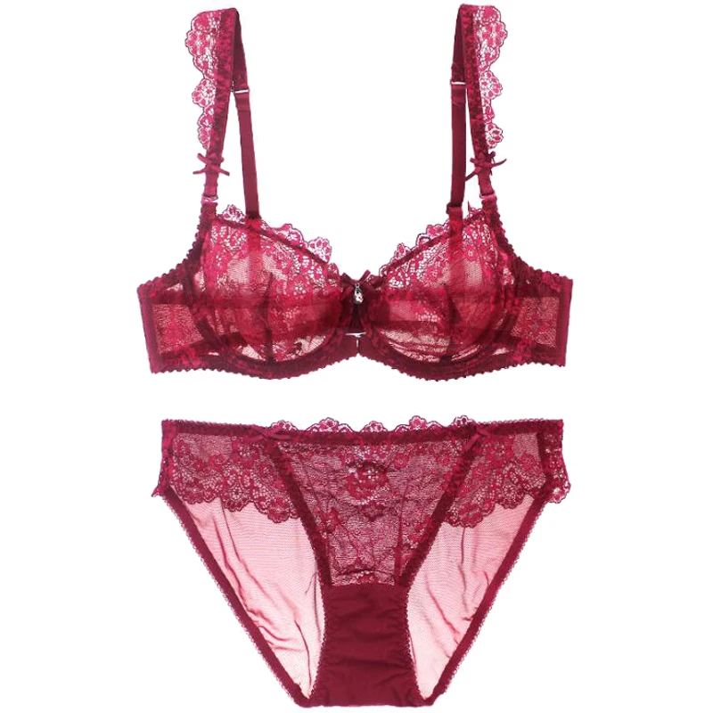 Прозрачный женский кружевной бюстгальтер на косточках с цветочной вышивкой и