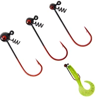 4pcs jig head spring fishhook lead head fishing hooks soft worm fishing tackles 116oz18oz14oz texas rig hooks