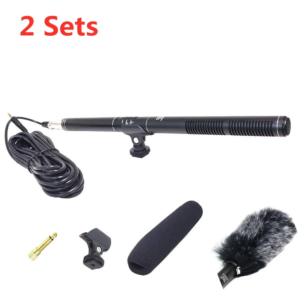 Однонаправленный Shot gun камера для интервью 2 комплекта микрофон конденсаторный с