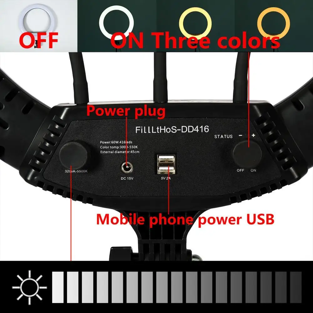 18 дюймов 45 см светодиодный кольцевой светильник с держатель телефона пульта