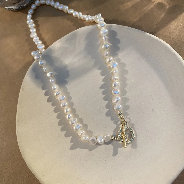 

French retro shaped freshwater pearl collar chain necklace bracelet ot clasp Choker thin collar