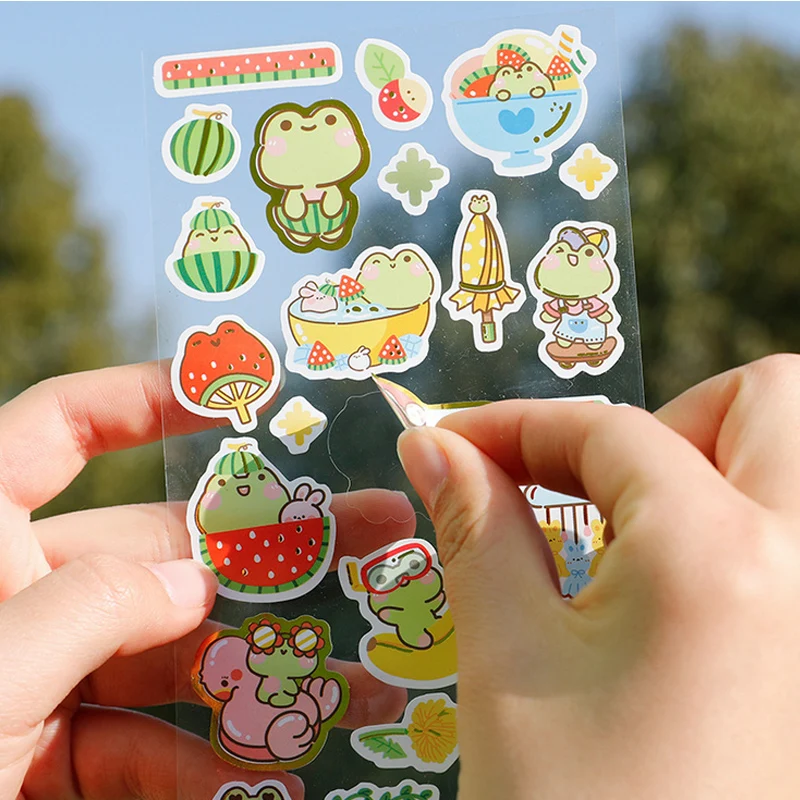

Cartoon Bear Rabbit Frog Foil Sticker Kids DIY Decoration Diary Journal Planner Album Scrapbooking Stickers Aesthetic Stationery