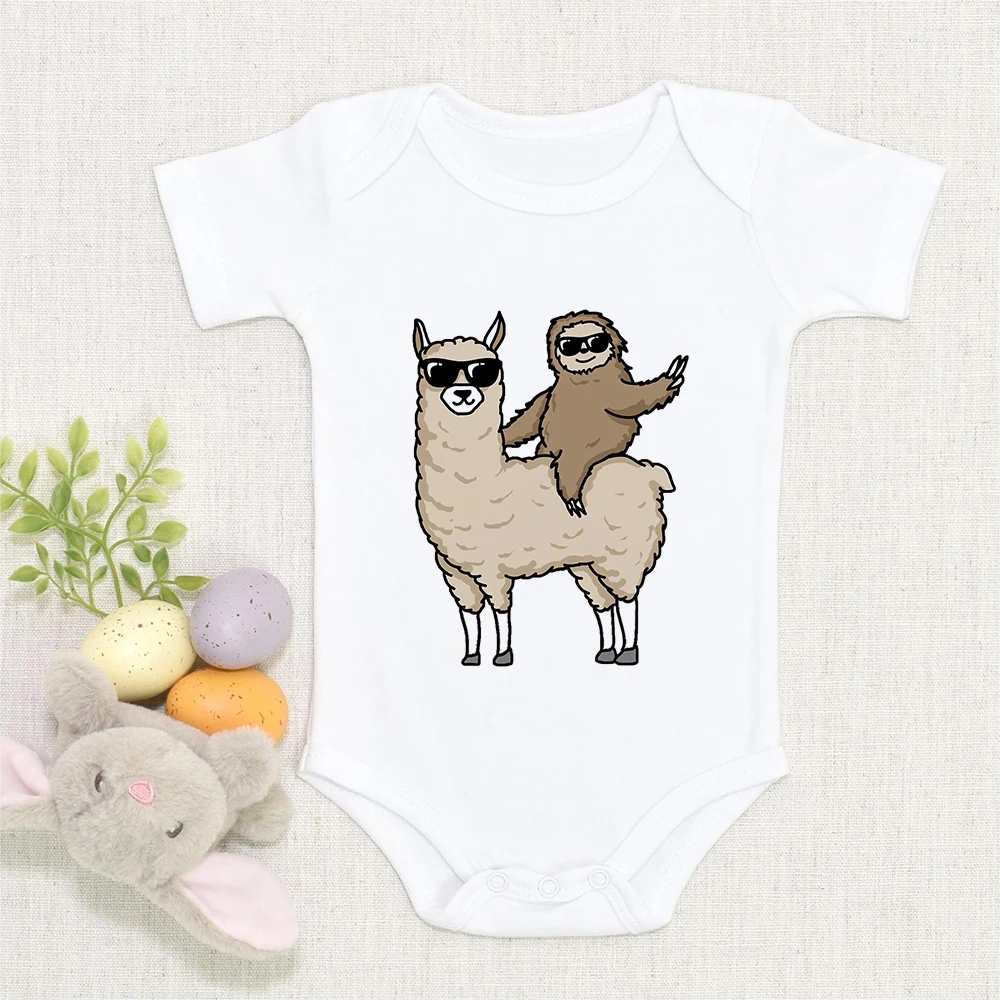 

Beautiful New Style Versatile Baby Girl Boy Jumpsuits One-Pieces Onesie Ropa Bebe Romper Funny Alpaca Print Infant Clothes