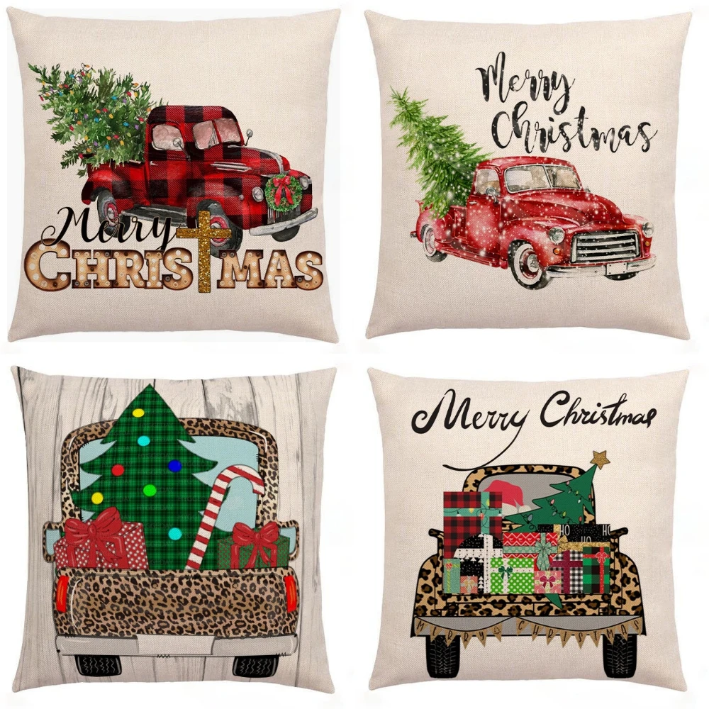 

Merry Christmas Cushion Covers For Living Room Christmas Ornaments Pillowcase Cushion Cover 45x45cm Navidad Happy New Year