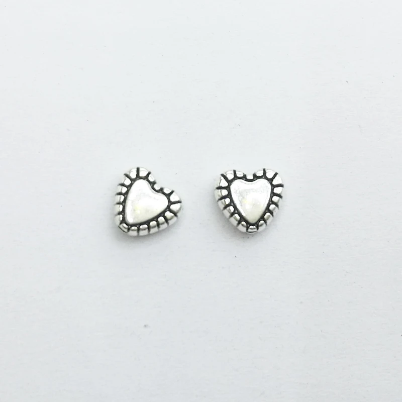 50pcs Antique Silver Plated Heart Spacer Beads 7x7.5mm for Jewelry DIY Making image 3