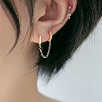 trendy hip hop chained hoop earrings for women teens girls punk gold hoops statement earrings party fashion jewelry gifts