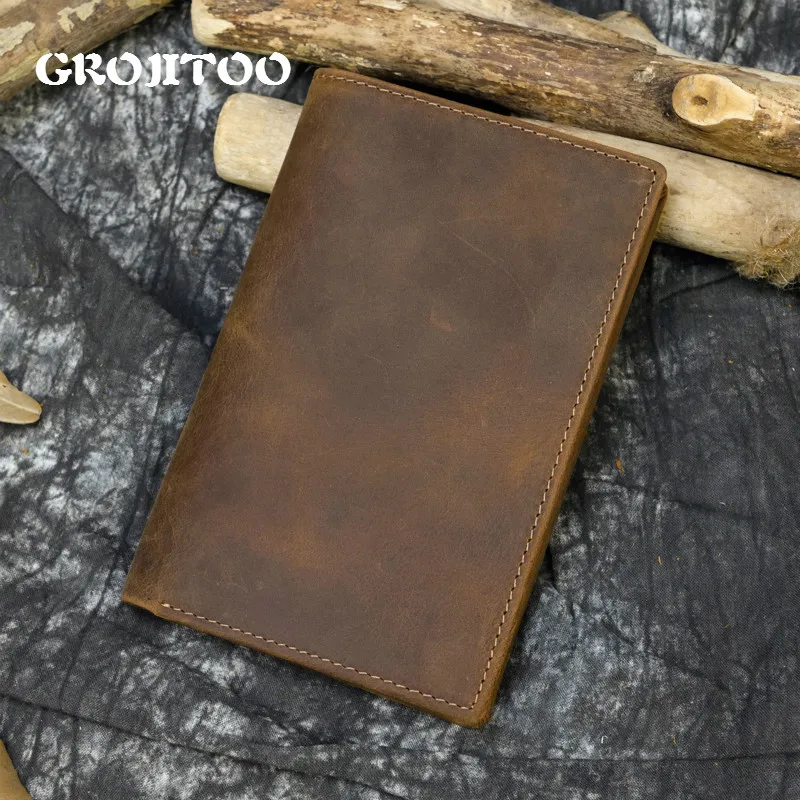 Мужская сумка для паспорта GROJITOO кошелек из натуральной кожи crazy horse Большой