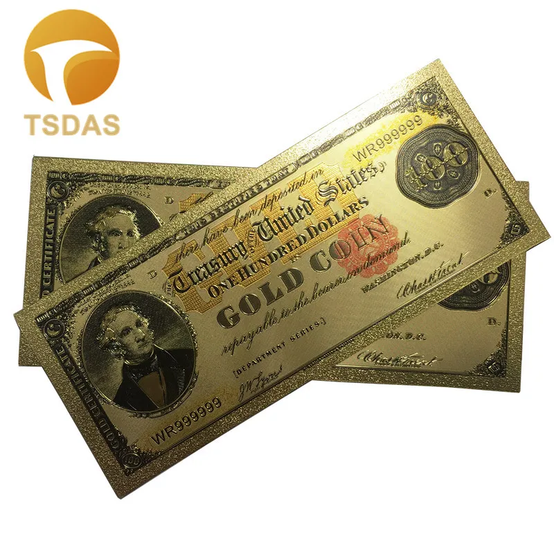 Newest Commemorative Colorful 100 Dollars Gold Foil Banknote 10pcs/lot American Banknotes as Gifts | Дом и сад