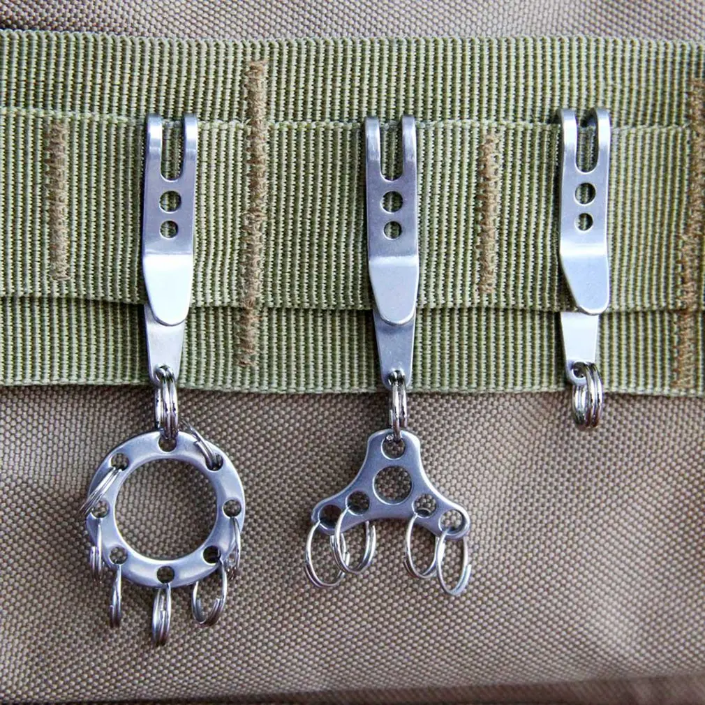 

Mini Silver Pocket Clips Carabiner Stainless Steel Bag Waist Belt Hanging Clip Metal Key Buckles Holder Outdoor Quicklink Tool