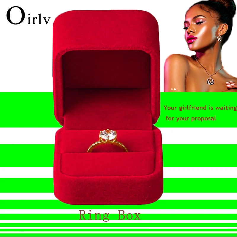 

Oirlv Red Ultra-soft Velvet Ring Box Small Ring Bearer Box for Wedding,Proposal Jewelry Gift Case