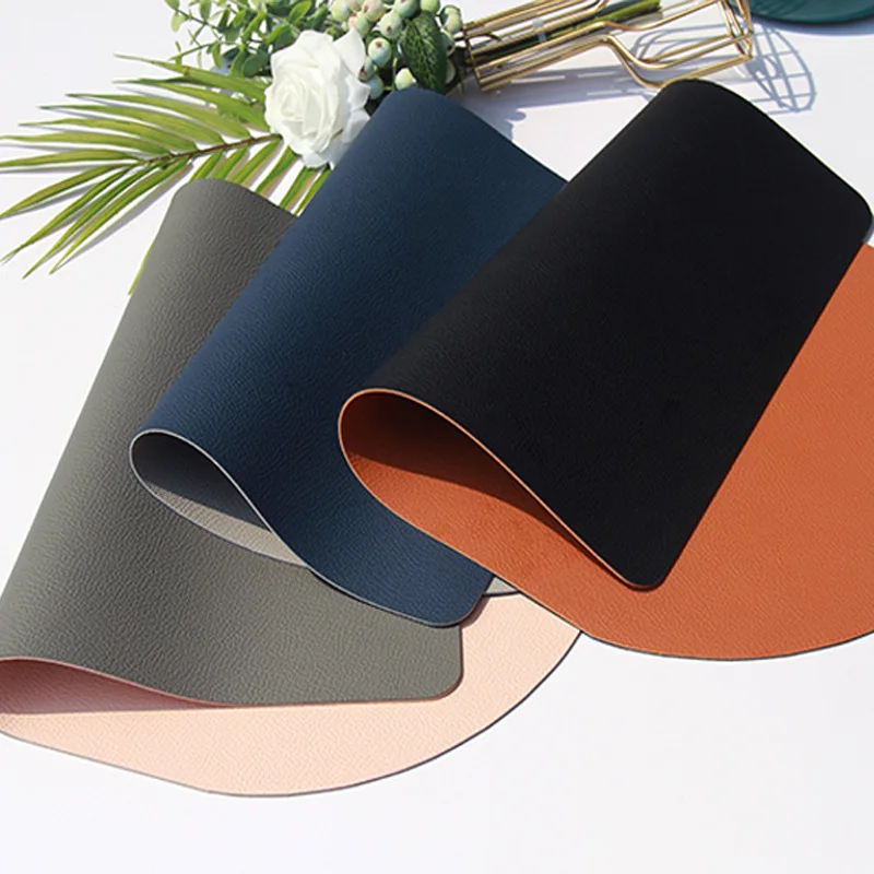 

Table Mat Leather Placemat Tableware Pad Hotel Restaurant Western Place Mat Heat Insulation Waterproof Oil-proof Bowl Coaster
