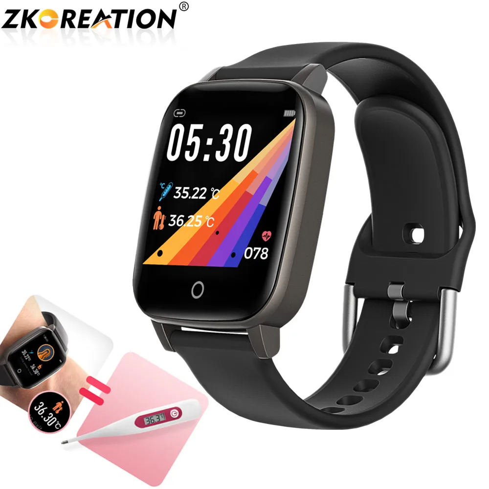 ZKCREATION T1 мужские умные часы Температура измерения гипертермии оповещения монитор