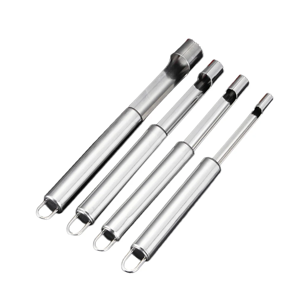 

4 Pcs Stainless Steel Round Handle Fruit Corer Premium Apple Pear Core Remover Home Kitchen Utensil (2cm/1.4cm/1cm/0.8cm)