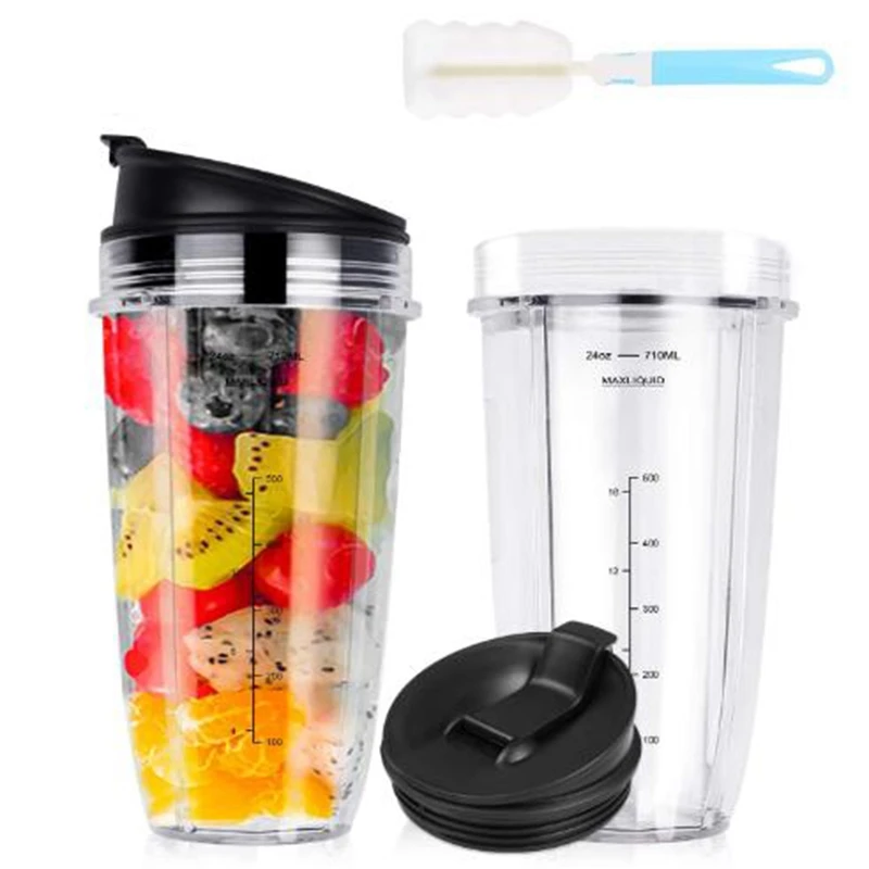 

Replacement Blender for Nutri Ninja 24Oz Cups BL480/BL640 /BL680 Nutri Blender Auto IQ Series with Seal Lid & 1Pc Brush