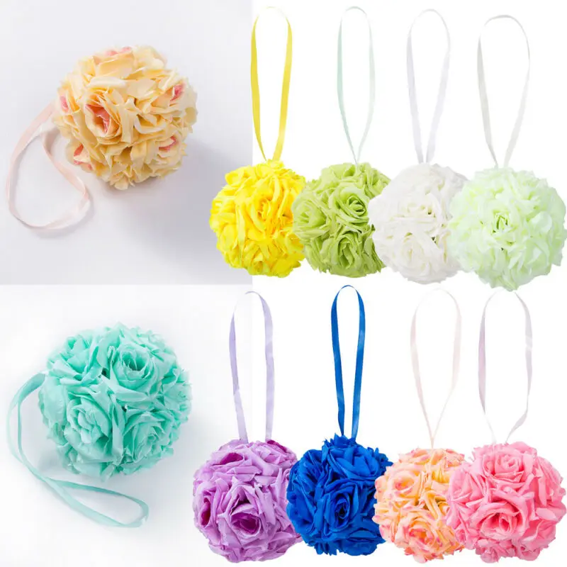 1 шт. 15 см Искусственный шелк цветок розы целовать букет из шариков центральным