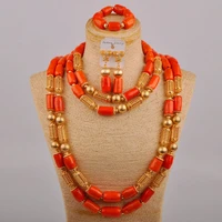fashion orange nigerian coral beads jewelry set african necklace coral jewelry set afircan wedding coral bridal set
