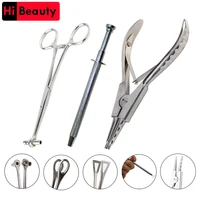 1pc stainless steel sterile slotted round navel forceps clamp triangle open plier ear nose piercing tools tattoo piercing supply