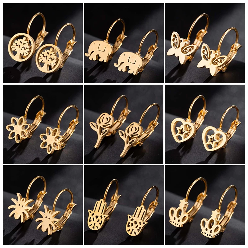 Hfarich современные маленькие круглые серьги для женщин из нержавеющей стали Дерево