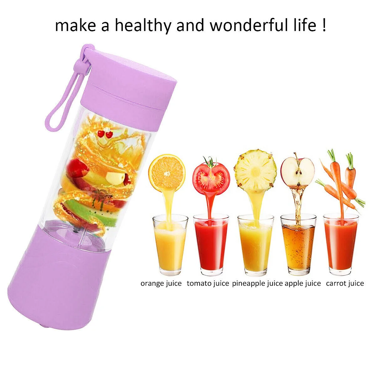 

380ml Portable USB Electric Fruit Juicer Smoothie Maker Shaker Bottle Portable Fruit Juicer Nontoxic Home Kitchen