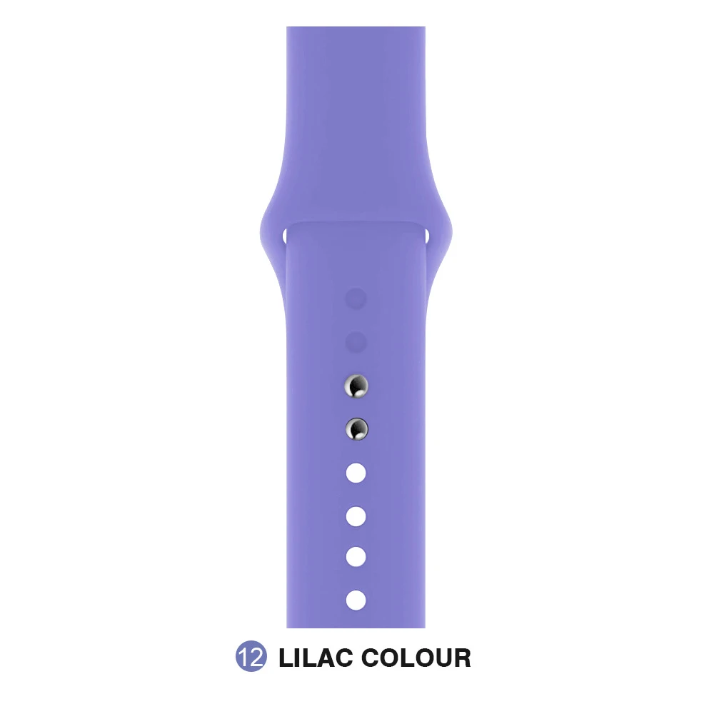 lilac color Мягкий силиконовый сменный спортивный ремешок для Apple Watch версии 4, 3, 2, 1, 42 мм, 38 мм, браслет на запястье, ремешок для iWatch 4, 40 мм, 44 мм, спортивный - Цвет ремешка: lilac color