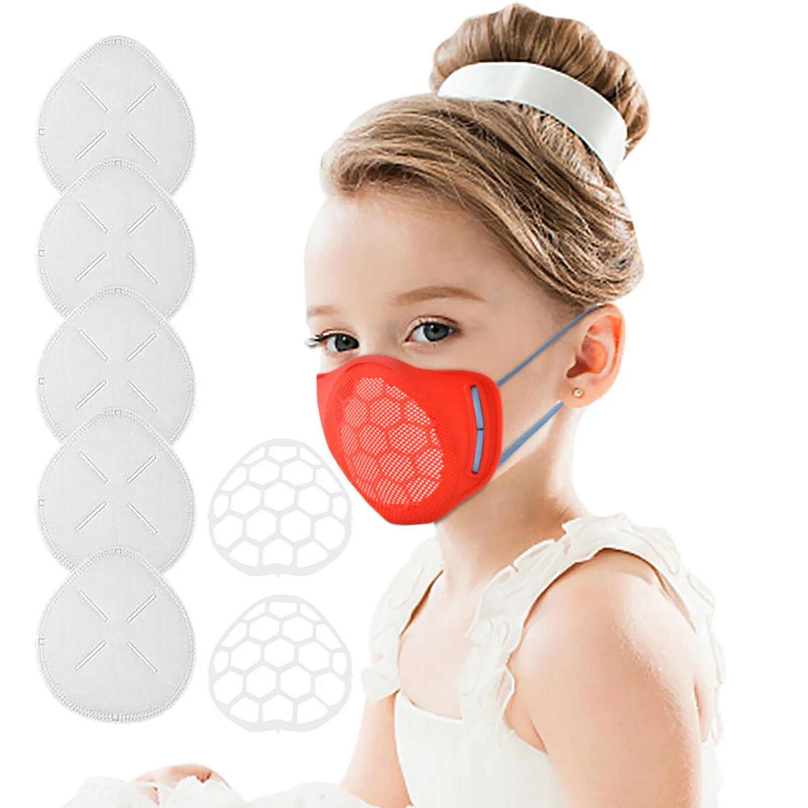 

Kids Face Soft Silicone Mask Fashion Breathable Mesh Mini Mask For Child Girls Mouth Cover Safe Washable Reuse Halloween Cosplay