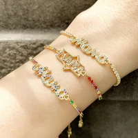 trendy gold plated colorful cz tennis chain english mama letter bracelets pave zircon crystal charm bangle for mothers day gift