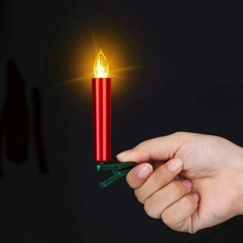 

A Set Of 20 Candles Flameless LED Christmas Tree Candle light Red With Remote Timer And Clip 3.46in For Home Halloween Decora