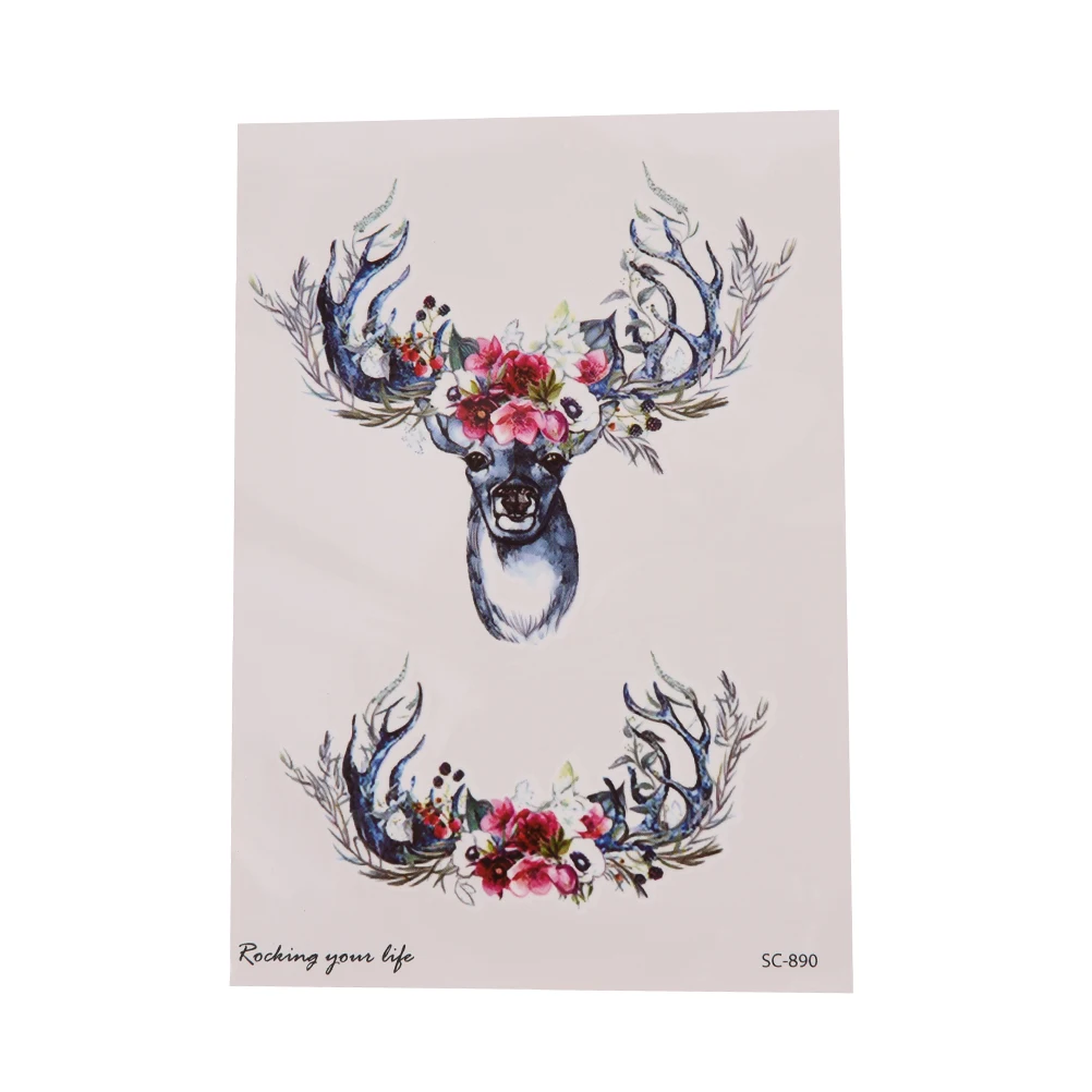 Новая Водонепроницаемая Временная тату-наклейка олени головы оленя бакса рога