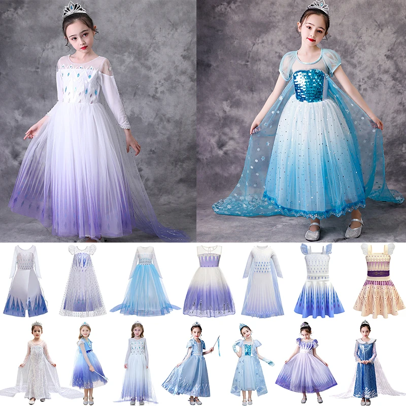 2020 New Ana Elza Dress Snow Queen Cosplay Costume Kids Dresses For Girls Party Princess Fancy Children Clothes | Детская одежда и