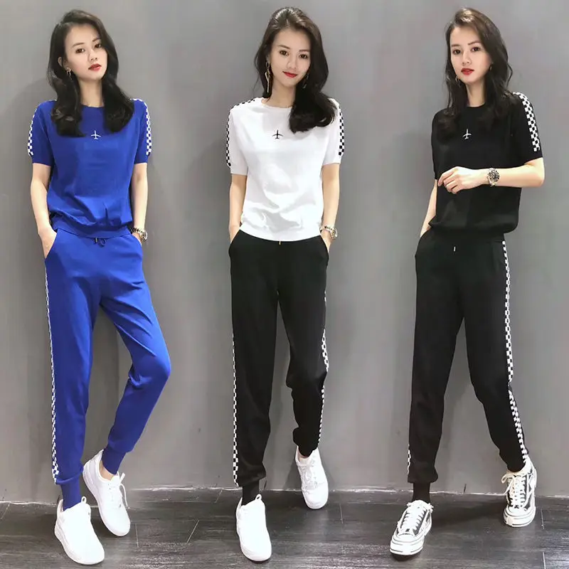 

Ice silk sportswear set women's summer 2021 new fashion leisure two piece set