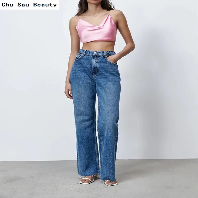 

Chu Sau Beauty 2021 New Fashion Pink Sexy Summer Shirt Sleeveless Lace-Up Women's Beach Vest Vacation Leisure Halter Top