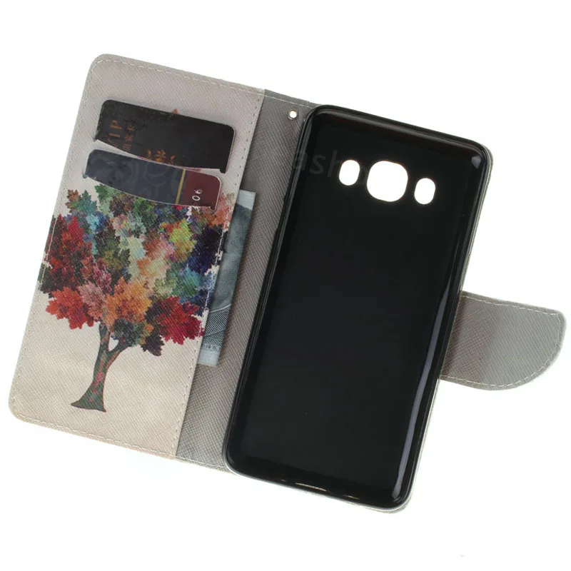 

Painting Card slot Wallet Stand Flip Leather Case on For Samsung Galaxy J5 Shockproof Case For Samsung J5 2016 J5 10 phone Cover