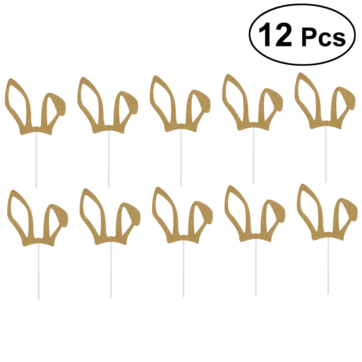 

12 шт. блестящие украшения для торта в виде зайчиков, пасхальные блестящие украшения для пасхальвечерние (золотистые)