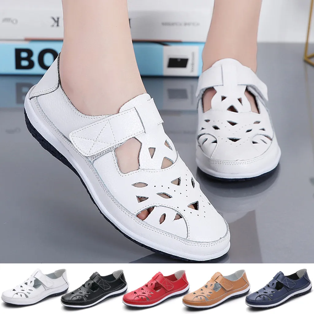 

SAGACE Autumn flats shoes women Fashion Shallow Comfort Casual leather Shoes woman cutout loafers Ladies slip on flats ballet #4