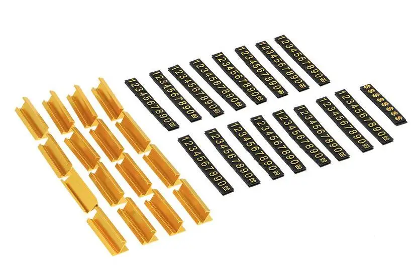 

16pcs/set Golden Adjustable Number Letter and Base Price Display Counter Stand Tag Label Set