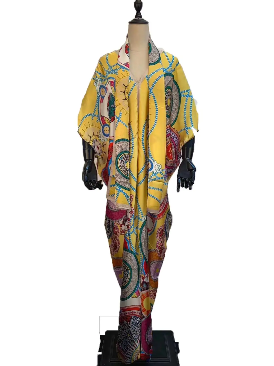 

Женское шелковое платье с V-образным вырезом, длинное платье в африканском стиле