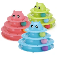 3 levels pet cat toy funny tower tracks disc cat tracks toys training intelligence amusement plate cat ball toys for cats kitten